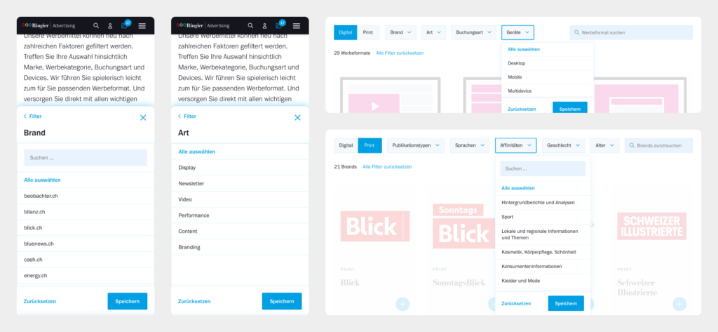 The filter works perfectly on large screens as well as on mobile devices.