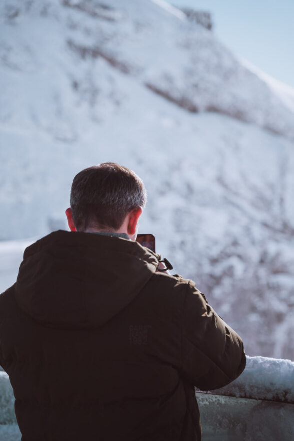 Dominik am Fotos machen
