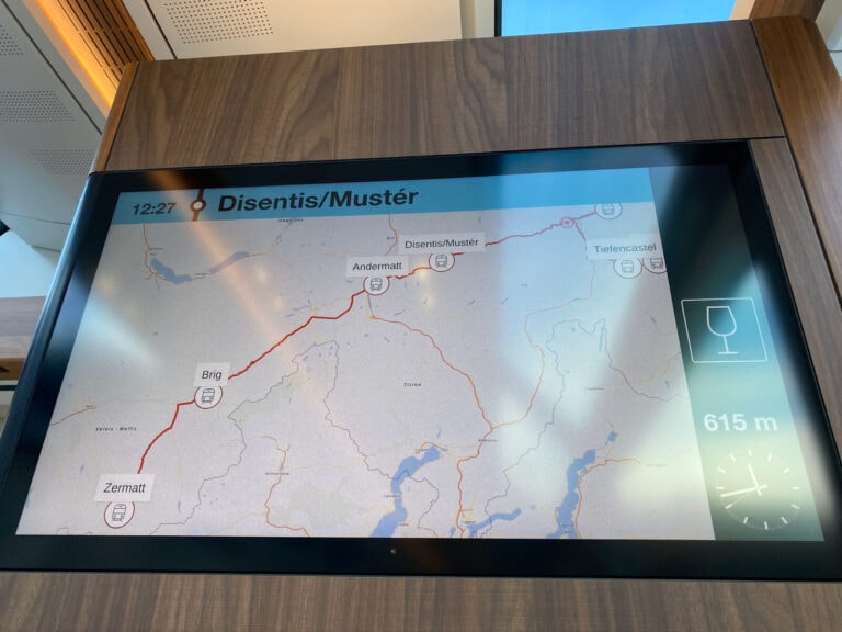 Screen display on the train showing the route the train is taking