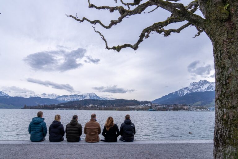 The required team with a view of Lake Lucerne in Lucerne