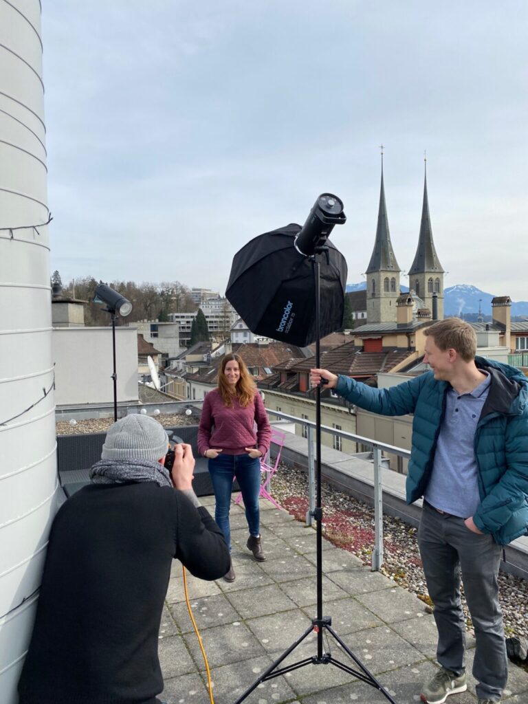 Karin at the photo shoot with Boris Baldinger and the assistance of Ulrich