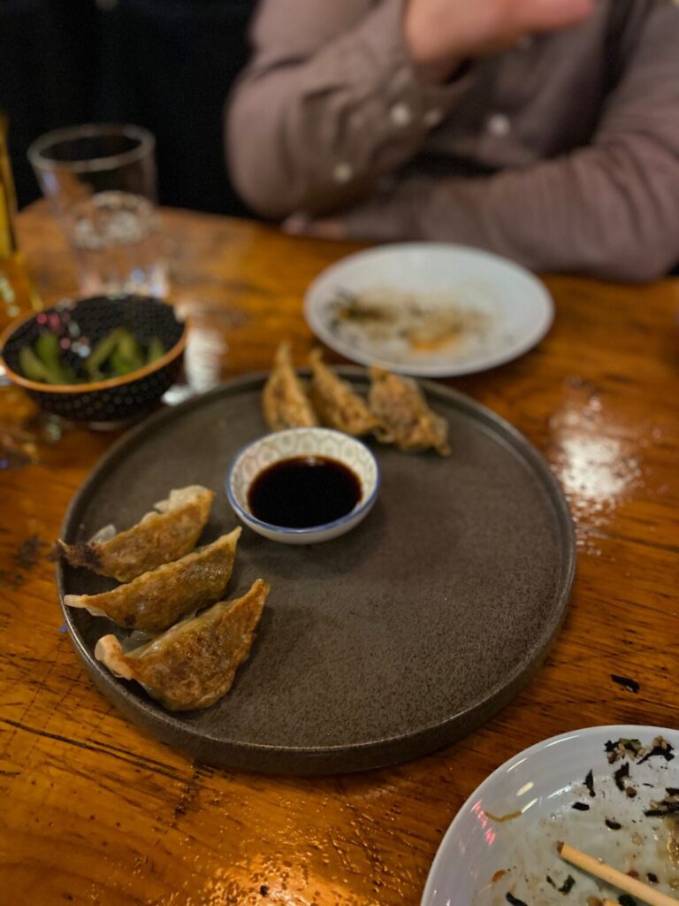 a plate of gyoza