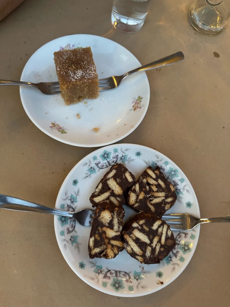 two plates with dessert specialties from Greece