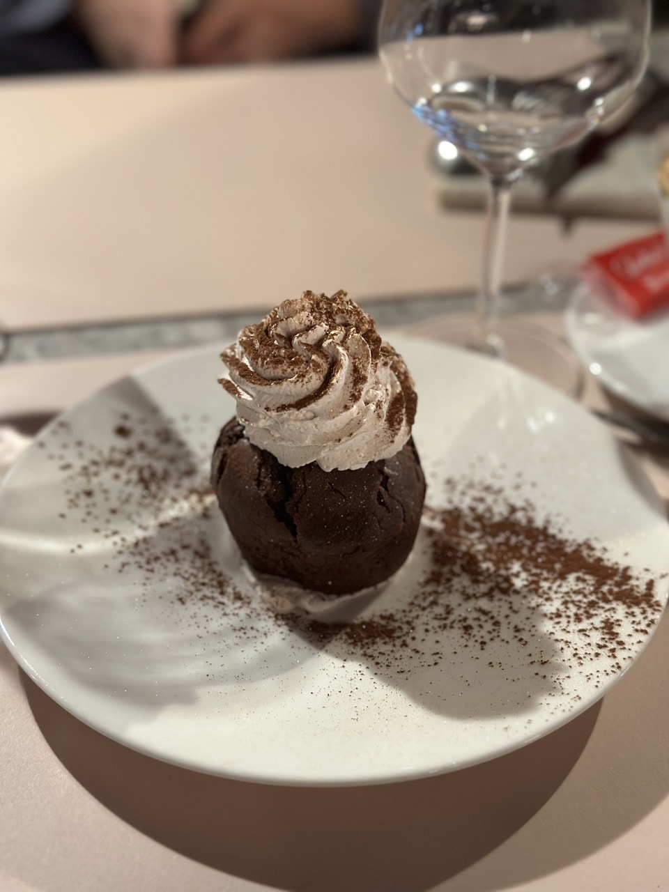 Chocolate mousse with a dollop of cream
