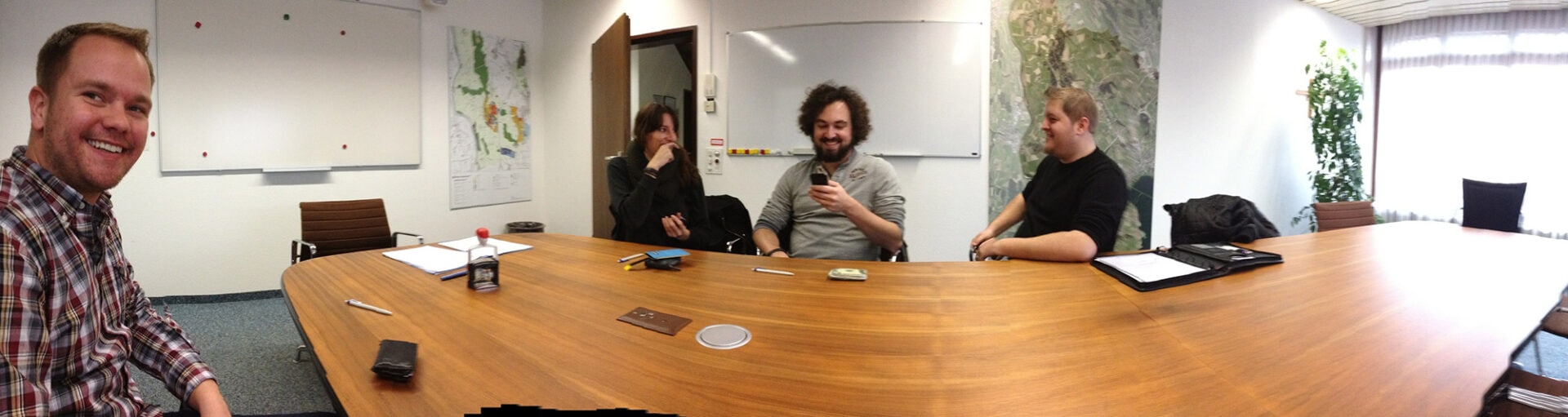 The moment, we founded our company. From left to right: Velthy, Karin, Silvan, Remo (our Accountant). Paschi was the photographer