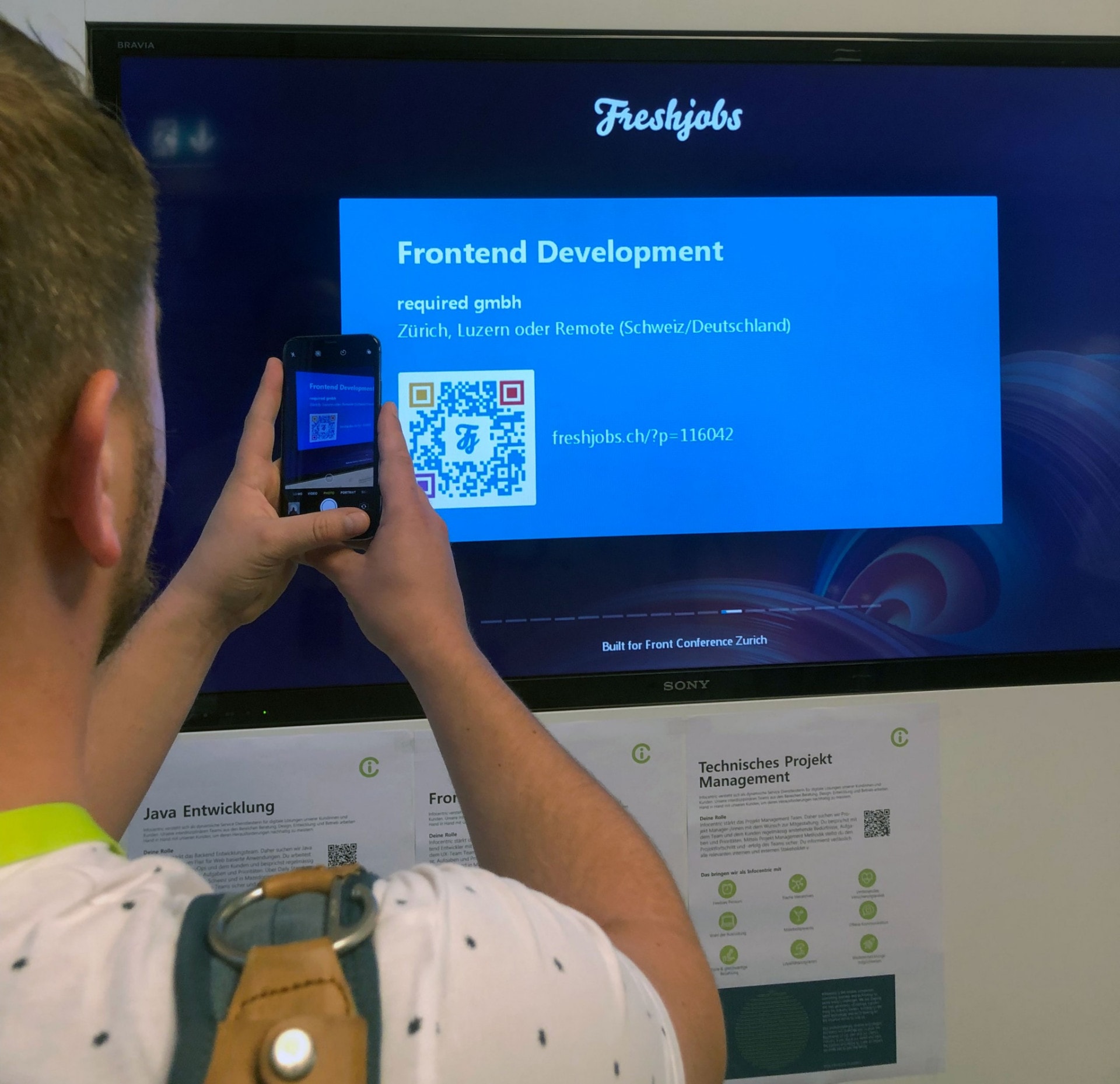 The job landing page at the conference screen