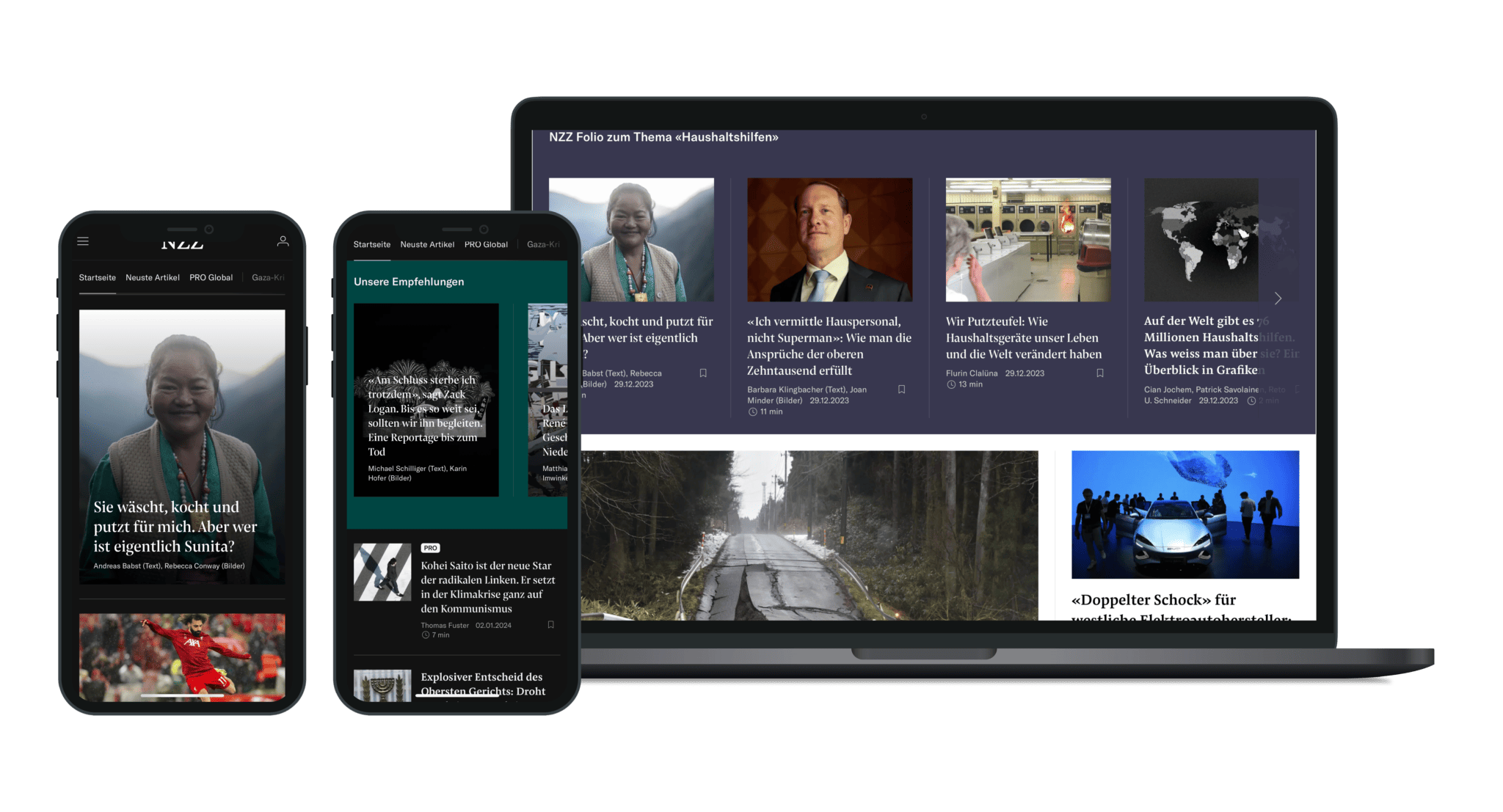 MacBook und iPhone mit der Startseite der nzz.ch