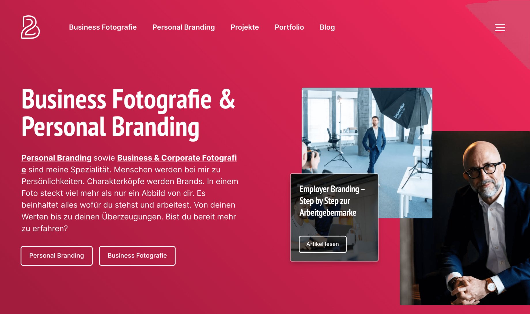 Screenshot: Redesign des Startseiten-Intros