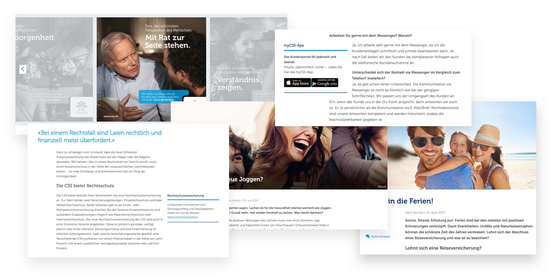 Different templates & content variations, with galleries, quotes and teasers for the CSS app