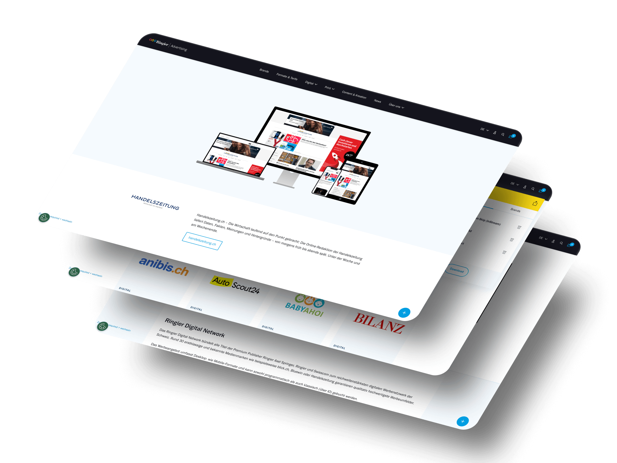 Screenshots der Website ringier-advertising.ch