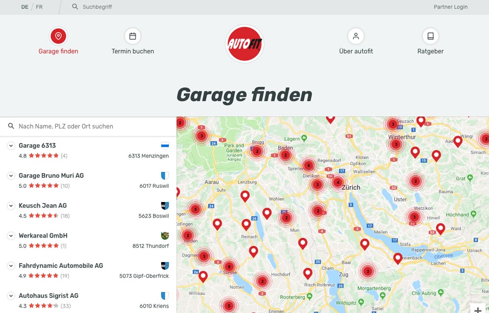 Screenshot of autofit.ch on a laptop