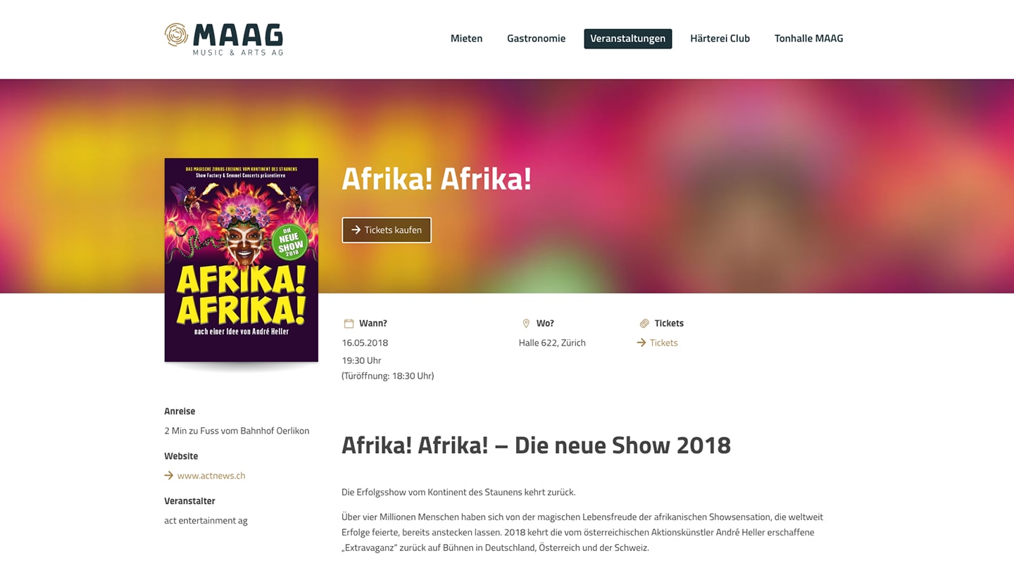 Maag multisite on a large screen