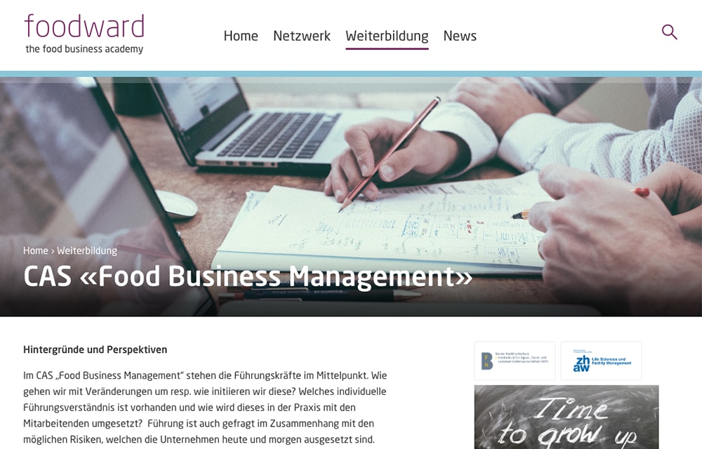 Screenshot of foodward.ch on a laptop