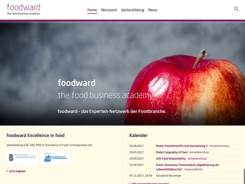Website for further studies in the food sector