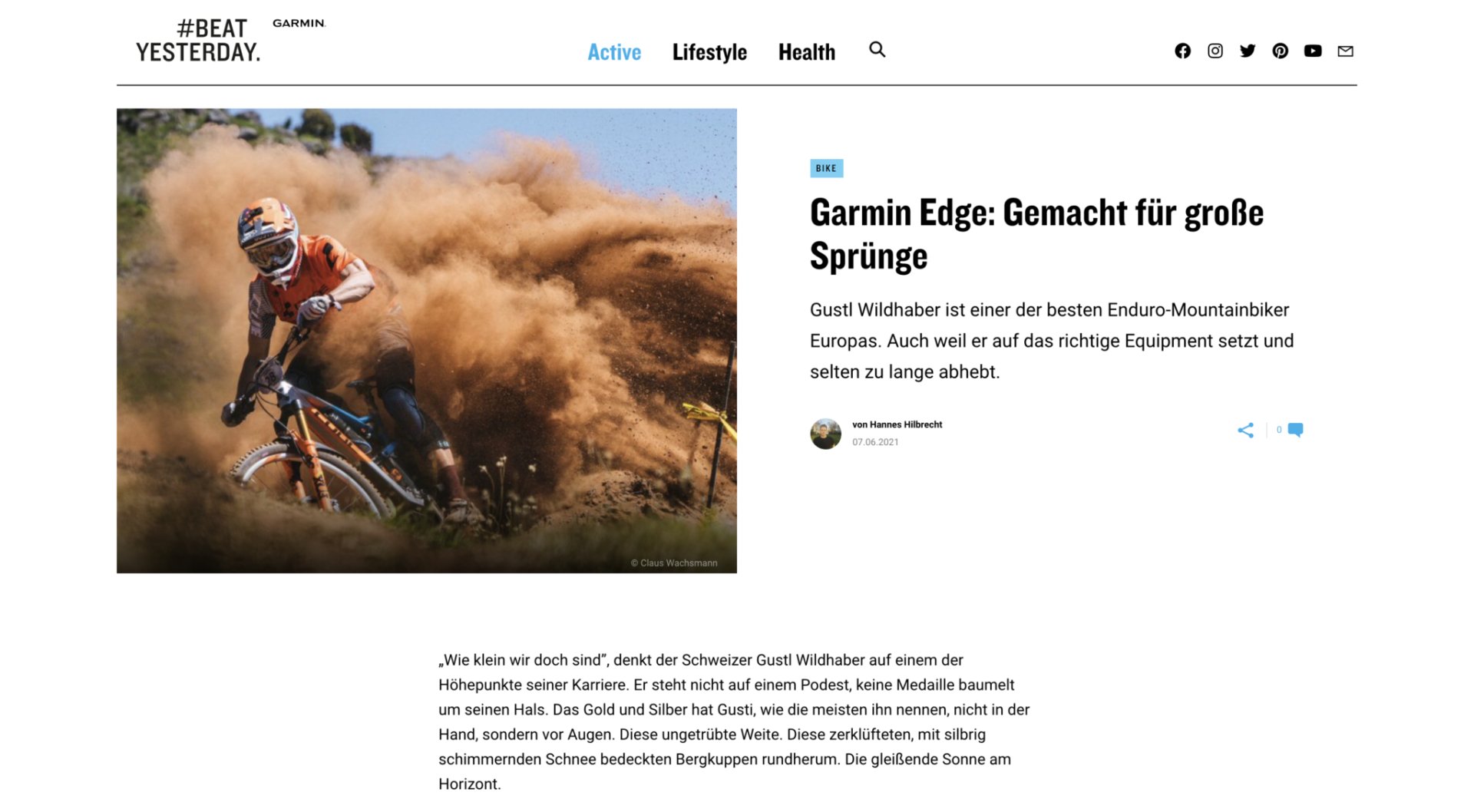 GARMIN #BeatYesterday auf einem grossen Bilschirm