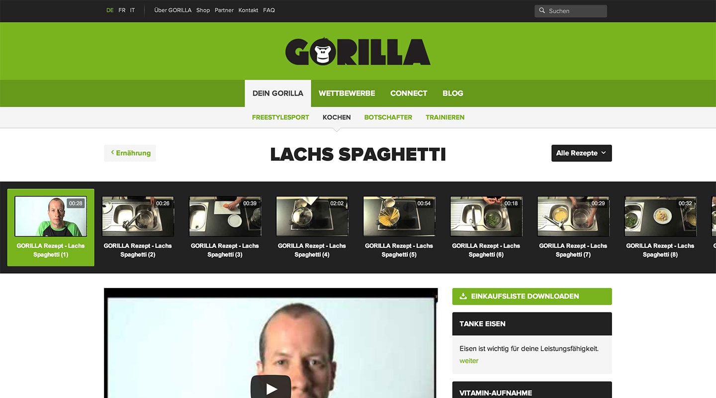 gorilla.ch auf einem grossen Bildschirm