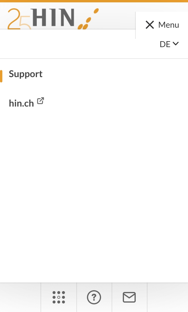 support.hin.ch on a smartphone