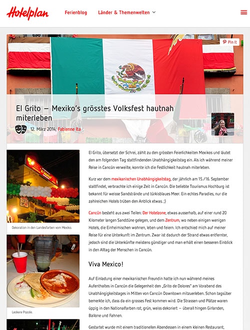 WordPress Blog Hotelplan auf einem Tablet