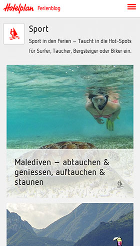 WordPress Blog Hotelplan on a smartphone