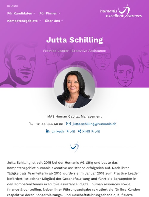 Screenshot Humanis Website auf einem Tablet