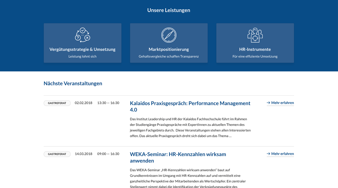 Website klingler consultants auf einem grossen Bildschirm