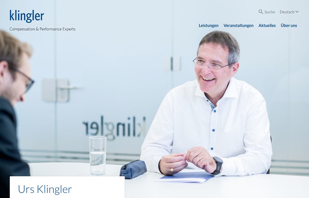 Website klingler consultants auf einem Laptop