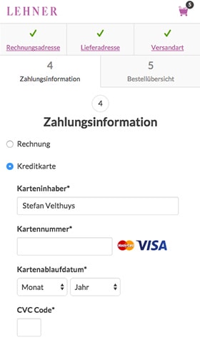 Screenshot Lehner online store on a smartphone