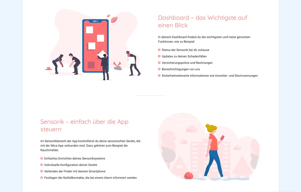 Screenshot der Mica Website auf einem Laptop