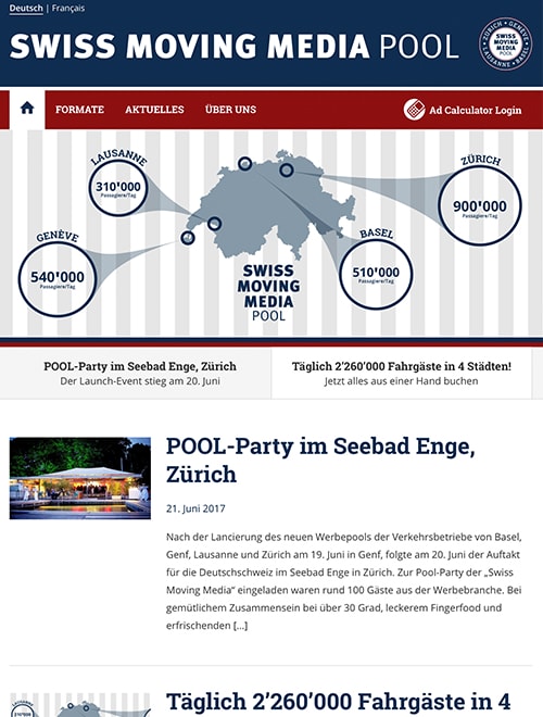 Swisscom Moving Media Pool auf einem Tablet