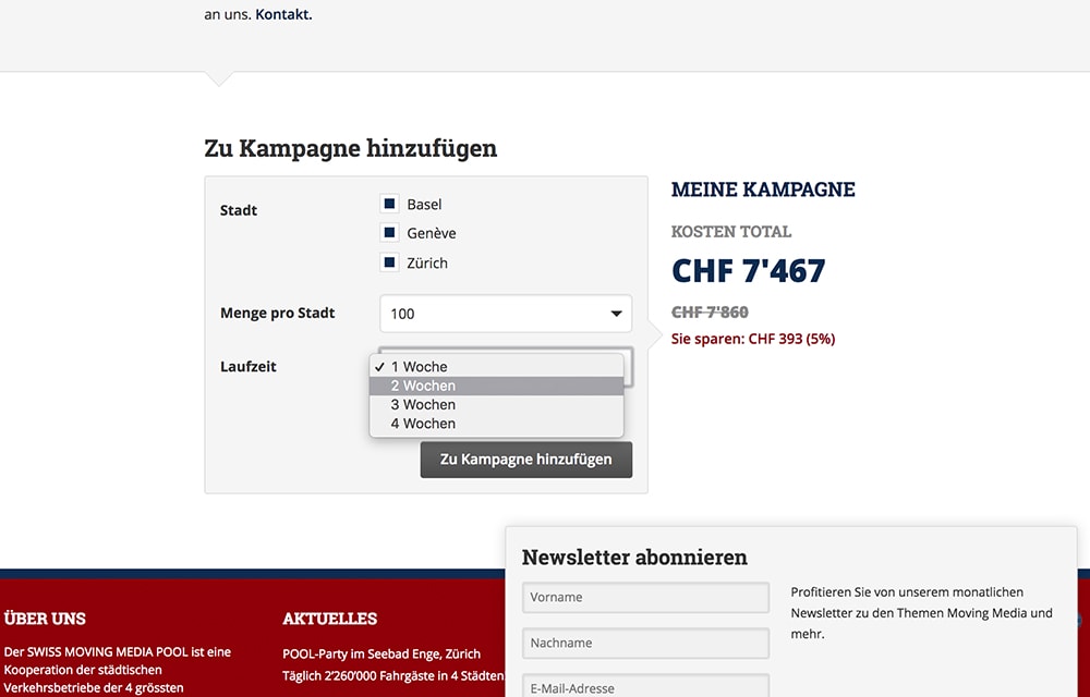 Swisscom Moving Media Pool auf einem Laptop