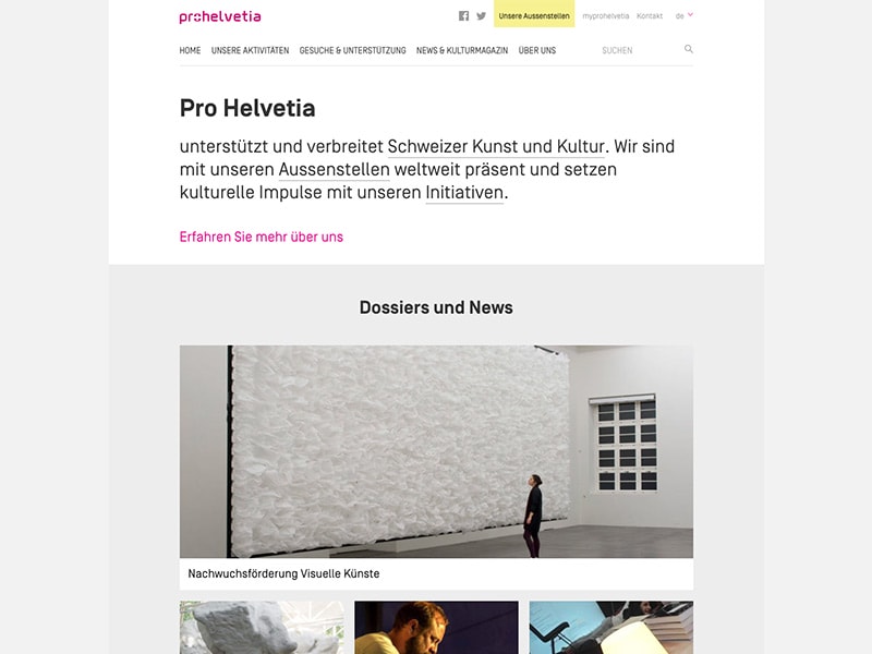Multilingual website for Pro Helvetia