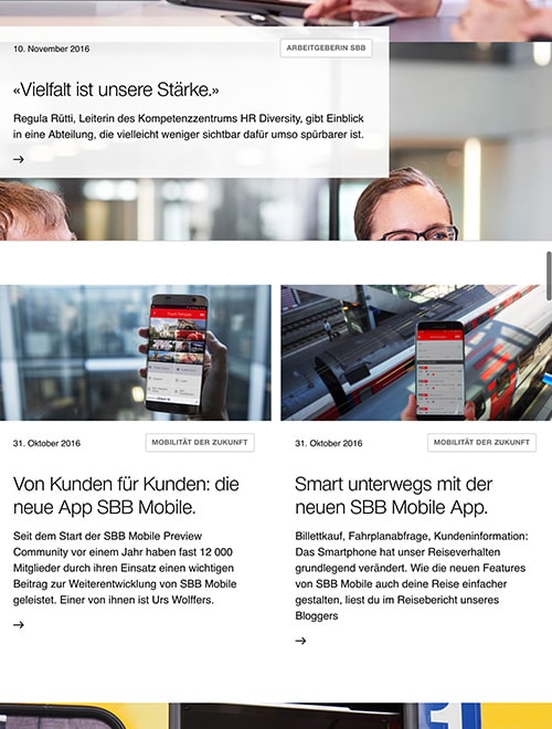 SBB Stories auf einem Tablet