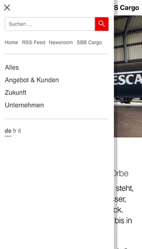 SBB Cargo blog on a smartphone