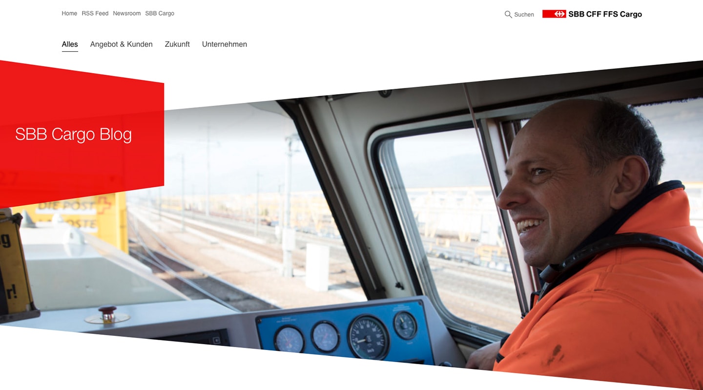 SBB Cargo blog on a large screen