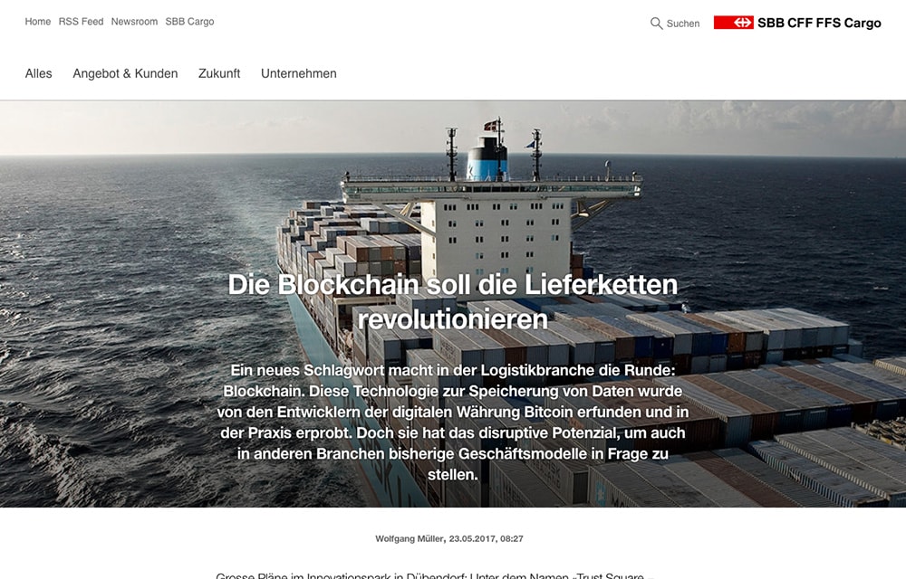 SBB Cargo blog on a laptop