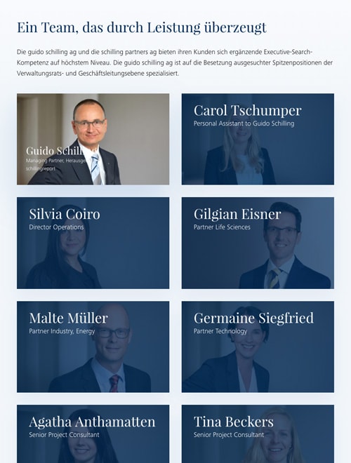 Screenshot schillingpartners.ch auf einem Tablet