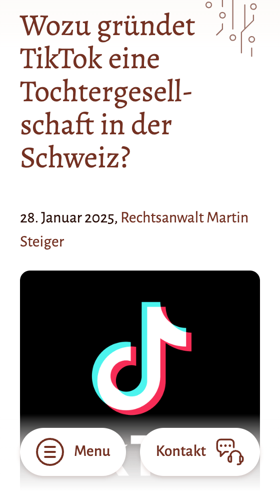 Screenshot steigerlegal.ch auf einem Smartphone
