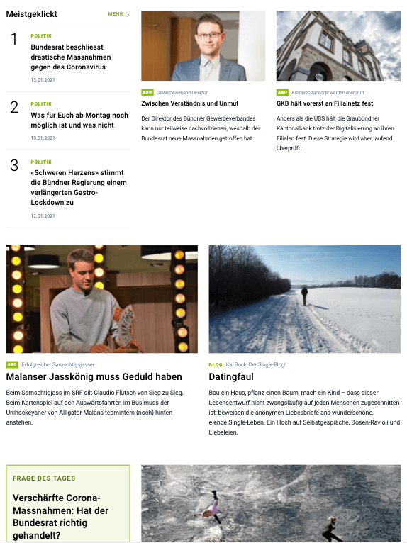 Screenshot suedostschweiz.ch auf einem Tablet