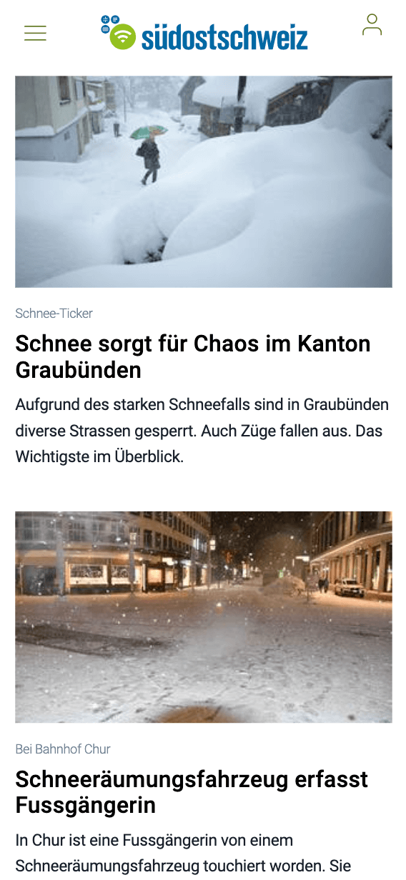 Screenshot suedostschweiz.ch auf einem Smartphone