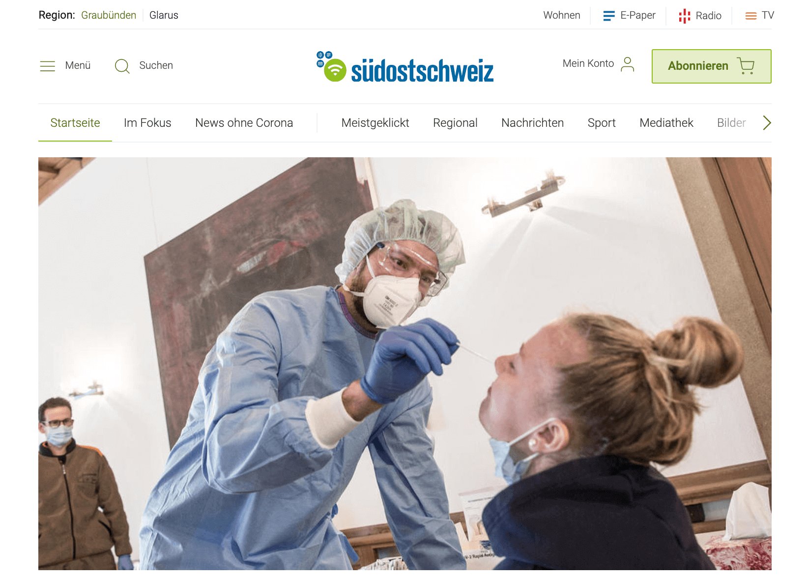 Screenshot suedostschweiz.ch auf einem grossen Bildschirm