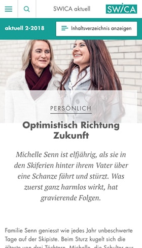 SWICA aktuell magazine on a smartphone