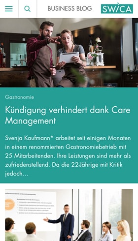 SWICA Business Blog auf einem Smartphone