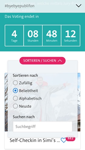 byebyepublifon Wettbewerb auf einem Smartphone