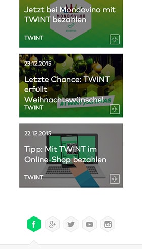 Die erste Twint Website auf einem Smartphone