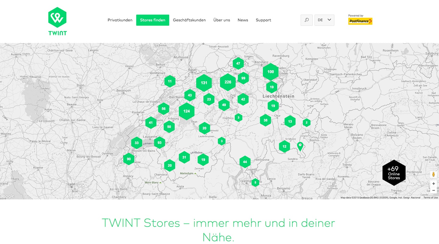 The first Twint website on a large screen