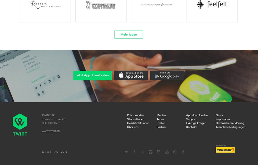 The first Twint website on a laptop