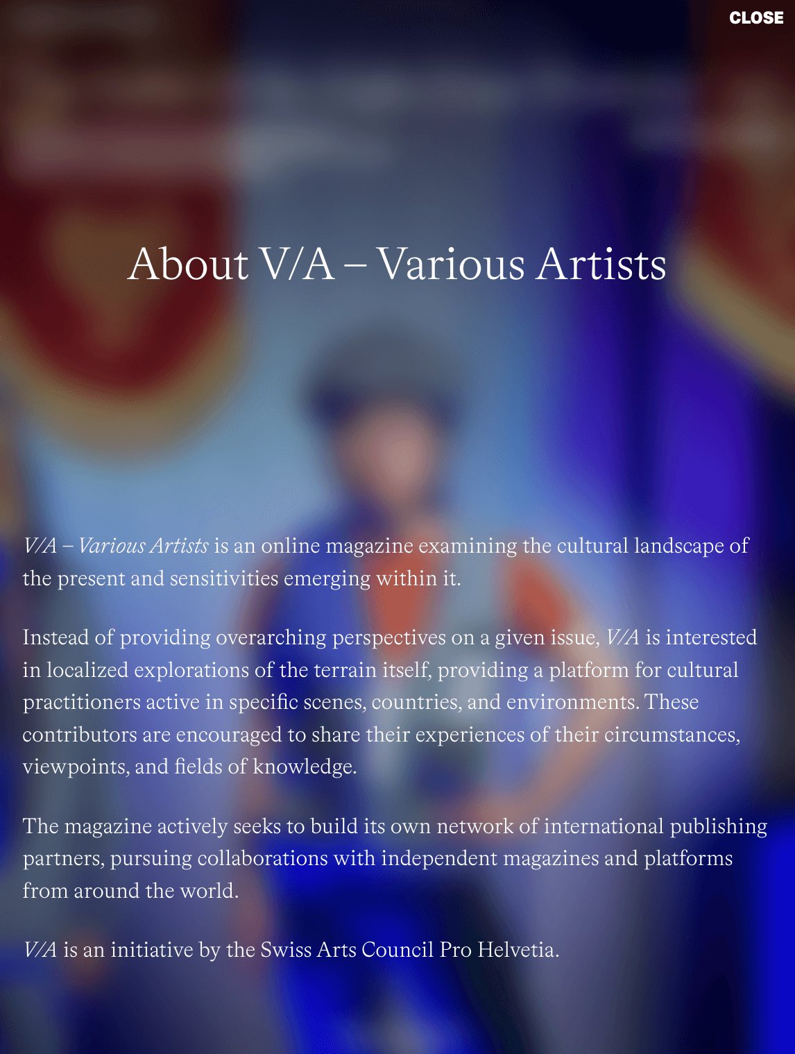 Screenshot von various-artists.com auf einem Tablet