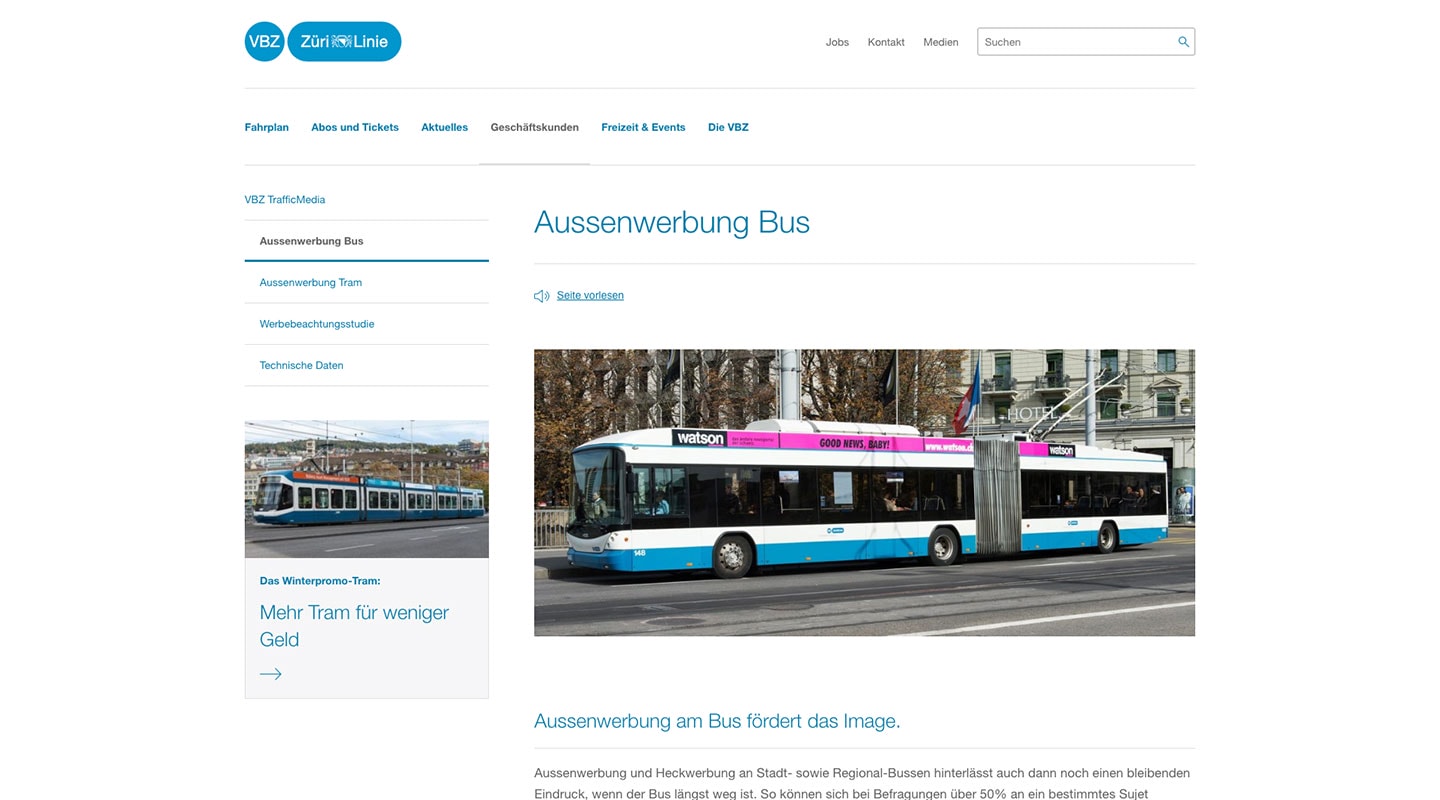 Screenshot TrafficMedia on a large screen