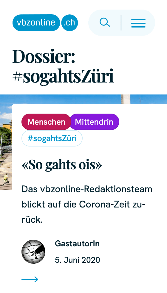 Screenshot of vbzonline.ch a smartphone
