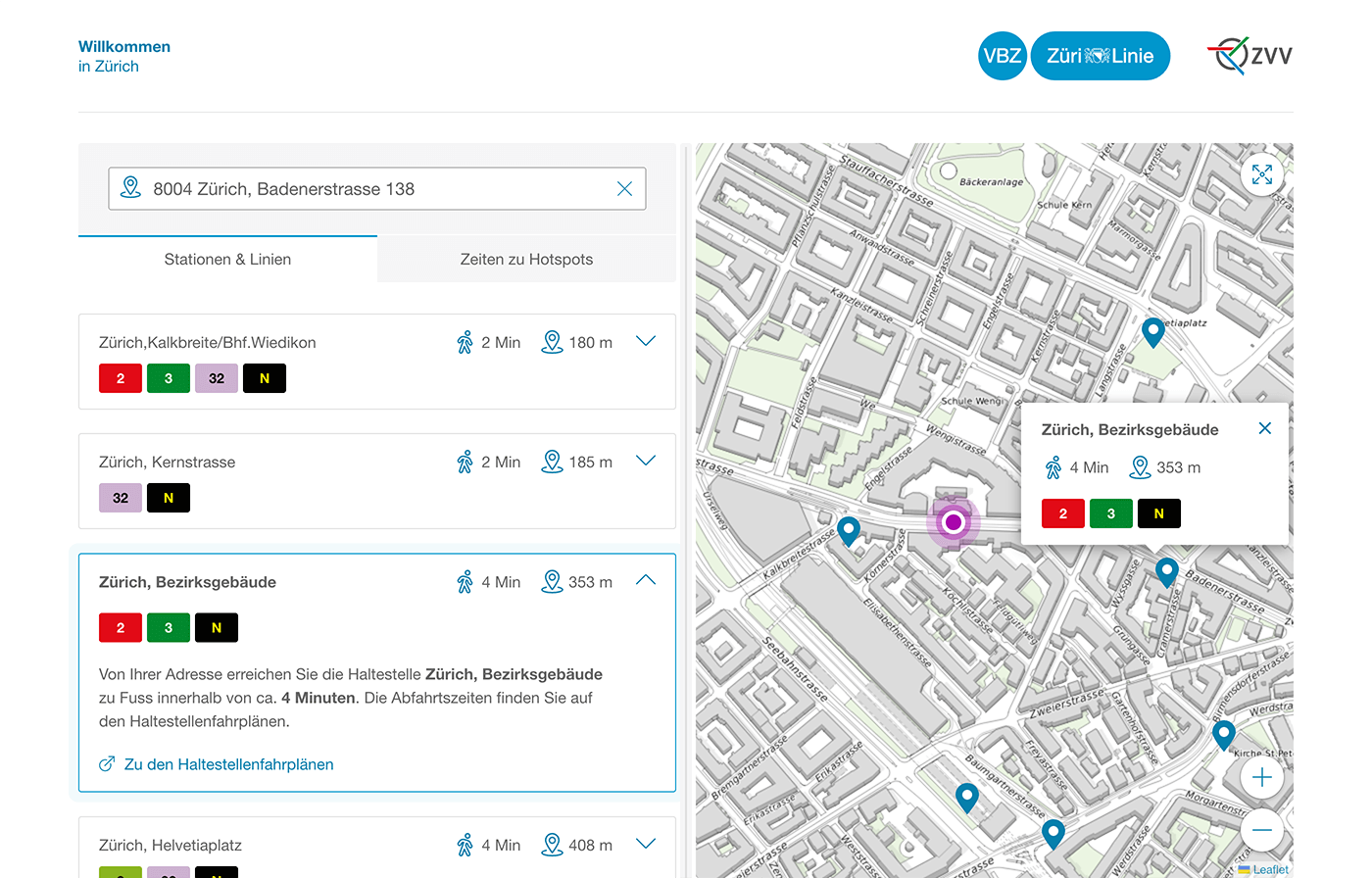 Screenshot zhmobil.ch auf einem Laptop